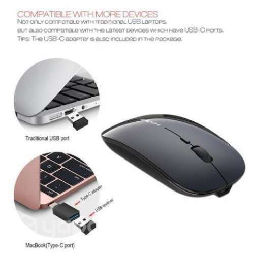 Mouse Raton Recargable USB Silencioso DPI Inalámbr