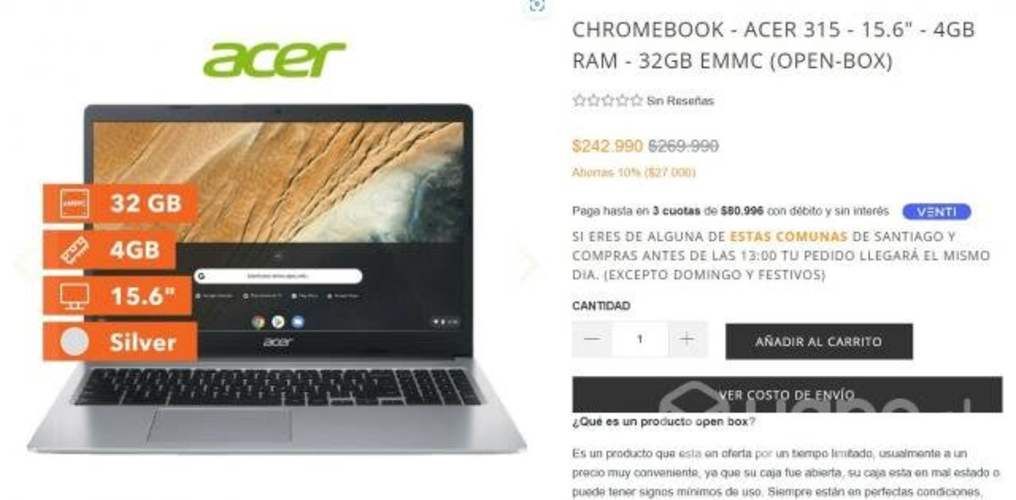 Chromebook acer 315 15,6&quot;