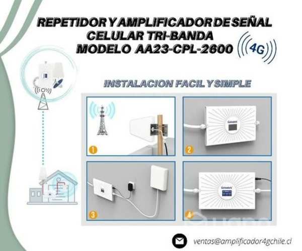 Amplificador y receptor de señal celular tri banda