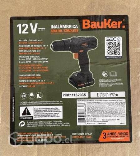 Nuevo-Sellado: Taladro percutor inalámbrico Bauker