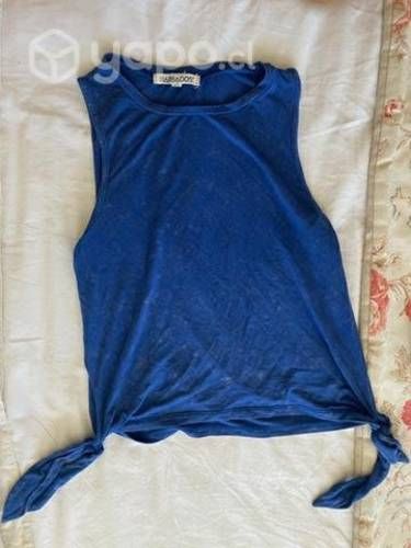 Polera barbados, azul y corta