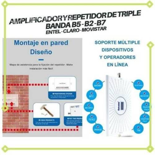 Amplificador Tri Banda B5-B2-B7. 3G/4G