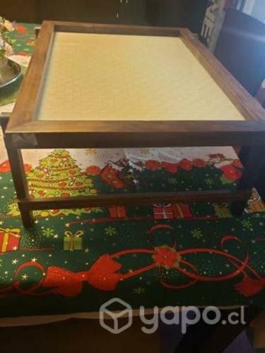 Bandeja de madera y vidrio