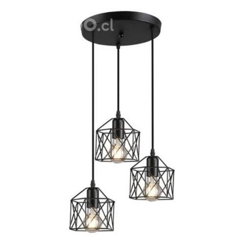 Lámpara Colgante Industrial De 3 Luces, Ajustable