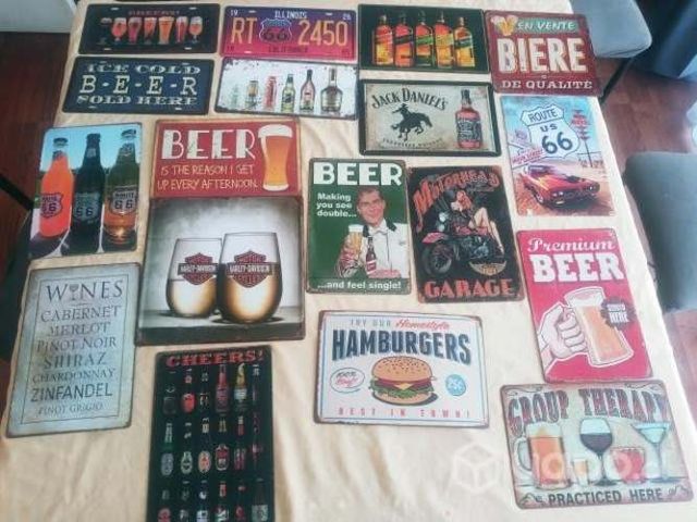 Placas de metal vintage decorativa