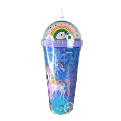 Vaso Azul con Luz Exclusivo Arcoíris Kawaii GD