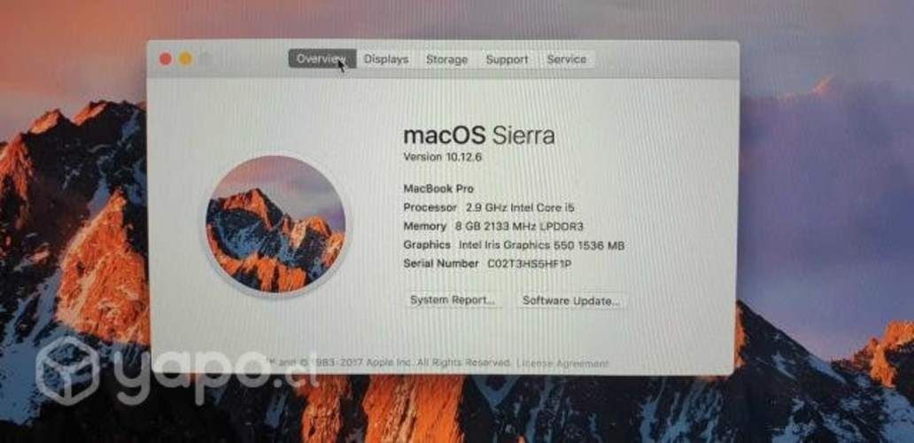 Macbook pro 13' 2016 512gb 8gb ram touchbar