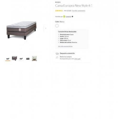 Cama europea 1,5 plazas