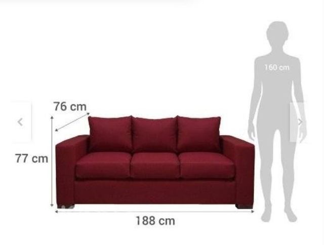 Sofá 3 cuerpos connor rojo 188x77x76 cm Dkora