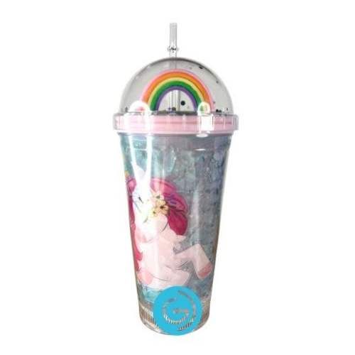 Vaso Celeste con Luz Exclusivo Arcoíris Kawaii GD