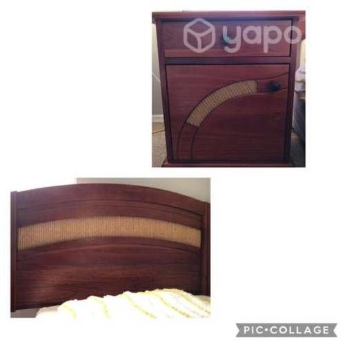 Velador más respaldo 1 1/2 plaza