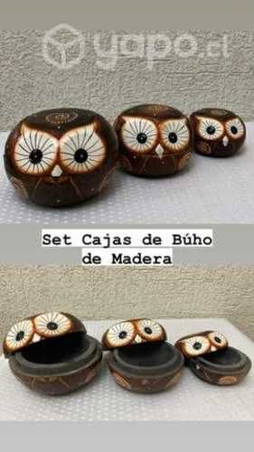 Set de Cajas de Búho de Madera