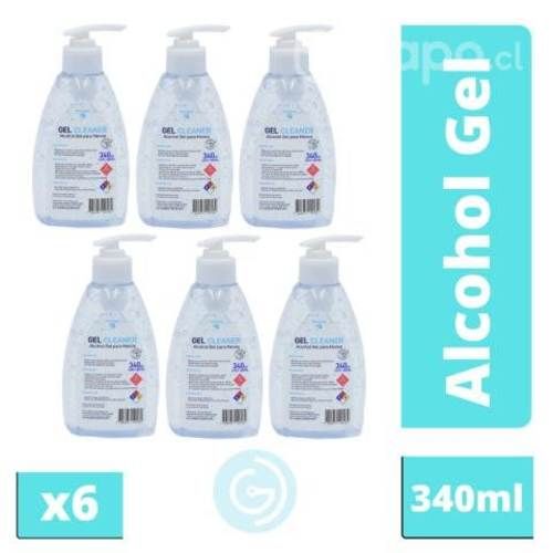 Pack X6 Alcohol Gel 70° C/valvula 340ml GCleaner