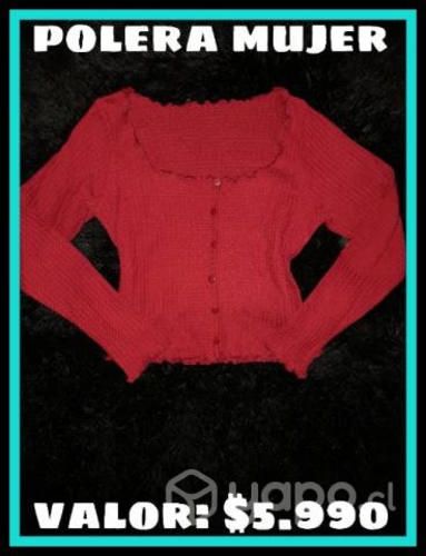 Polera mujer roja,negra,lila