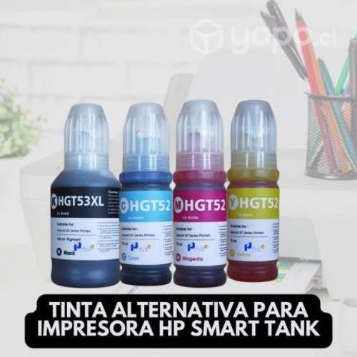 Set 4 botellas de tinta alternativa hp gt53 gt52
