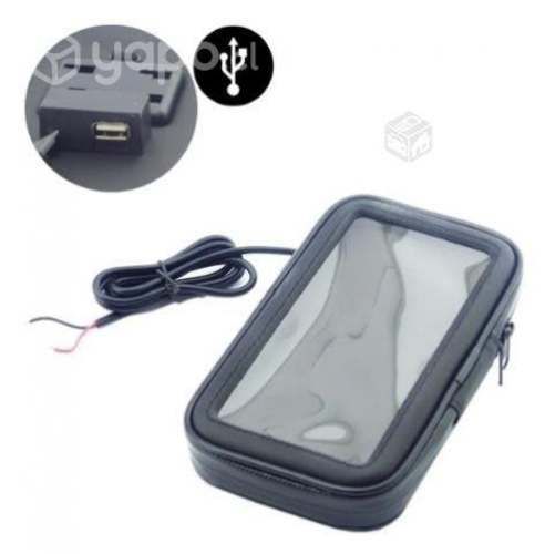 Soporte Holder Celular de Moto Con Cargador USB