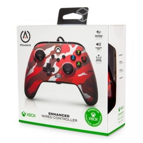 Powera control camuflaje rojo con cable