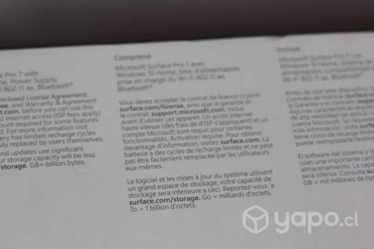 Notebook Microsoft Surface pro 7