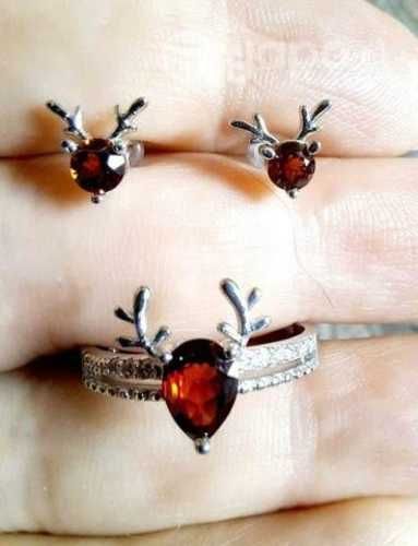 Conjunto Anillo Con Aros Pegados A La Oreja Renos