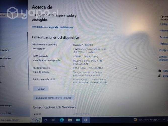 Notebook HP 10 ma generación , 8 ram, Memoria disc