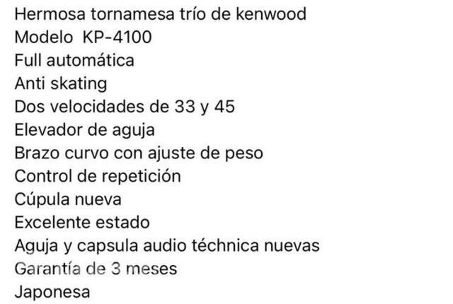 Tornamesa trio de kenwood