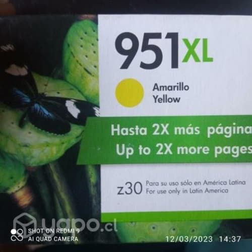 Tintas hp 951xl colores originales de alta