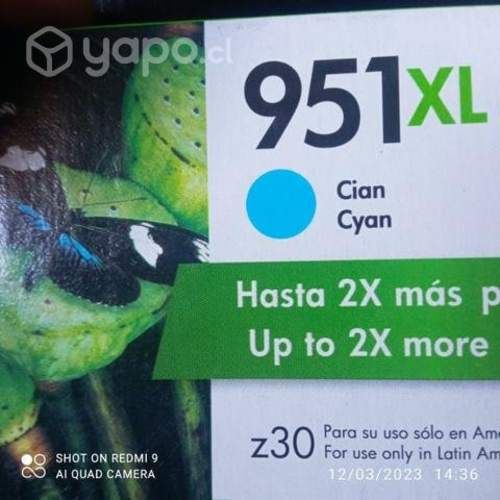 Tintas hp 951xl colores originales de alta