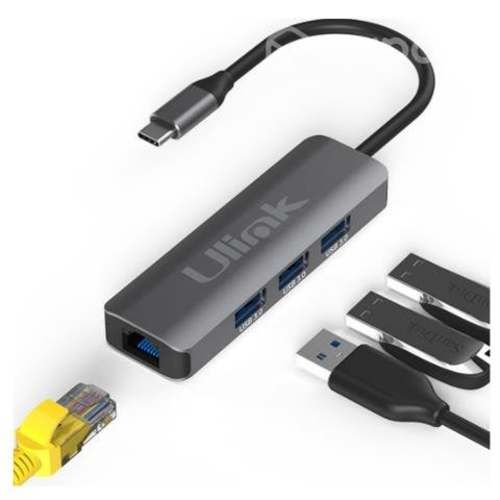 Adaptador usb-c a rj45 (lan) con 3 puertos usb 3.0