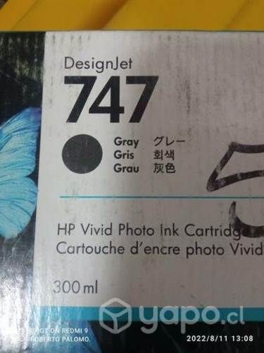 Tinta HP 747 gris original de 300ml