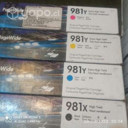 Pack de tintas hp 981y colores originales de alta
