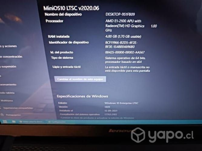 Notebook Lenovo Poco uso