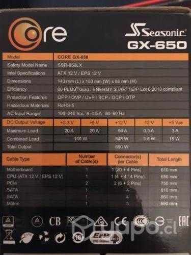 Fuente Poder PC 650W