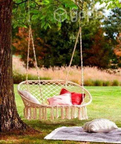 Silla Hamaca Colgante Doble Jardín Hecho de Tejido