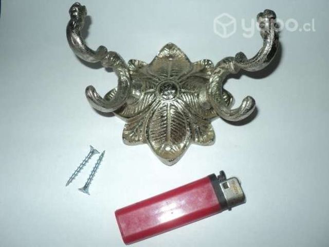 Antiguo Perchero Doble P/baño, Bronce Niquelado