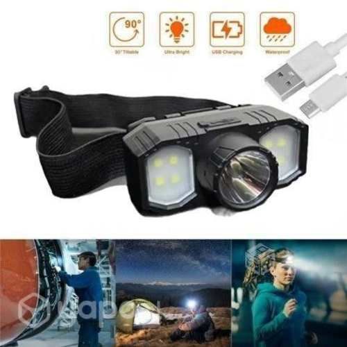 Linterna De Cabeza Led COB Ajustable Frontal USB