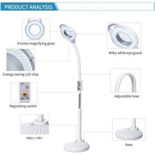 Lampara Lupa Led 8X Dinmable Pedestal Cosmetóloga