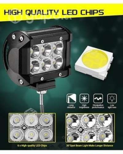 Neblinero de 12V Barra Focos 6 Led 18W Rectangular