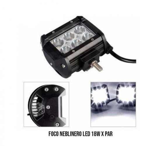 Neblinero de 12V Barra Focos 6 Led 18W Rectangular