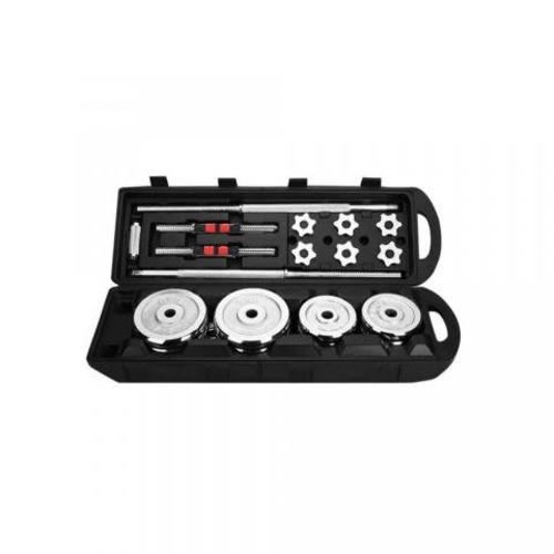 Set De Mancuernas 50kg + Barra y Discos cromados