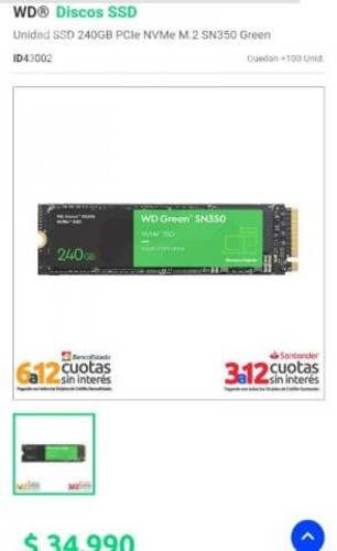 Disco SSD 240GB PCle NVMe m.2 WD Green