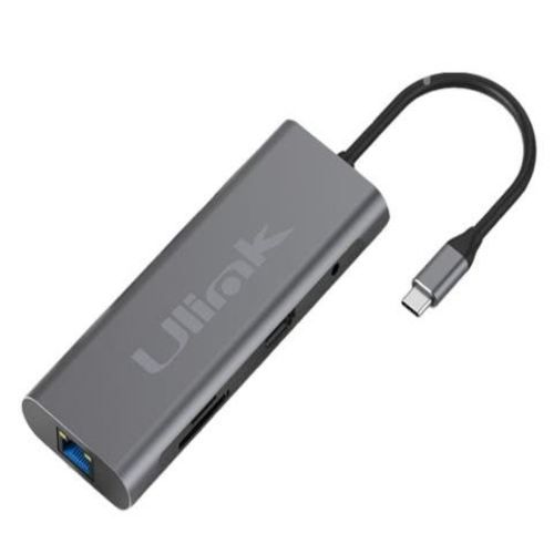 Adaptador usb-c a hdmi, 3 usb 3.0, rj45(lan), 3.5,