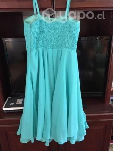 Vestido fiesta gasa turquesa