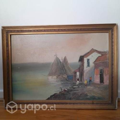 Cuadro óleo postal costa