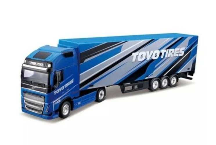 Camión Volvo FH16 azul con acoplado escala 1:43