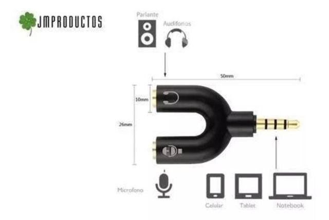 Splitter Audifono Microfono Adaptador Ps4 Jack 3.5
