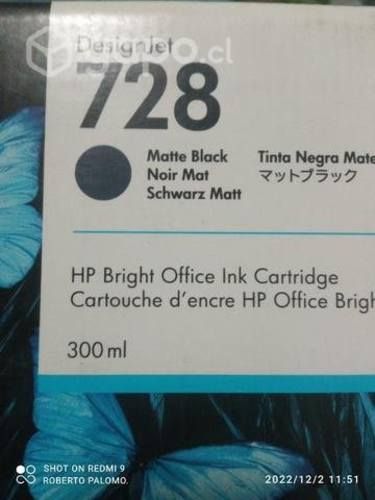 Tinta hp 728 Matte black original de 300ml
