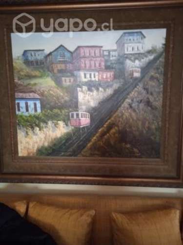 Hermoso cuadro cerro artillería óleo