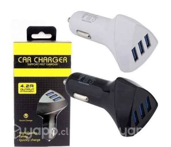 Cargador USB Adaptador de Celular Para Auto Triple