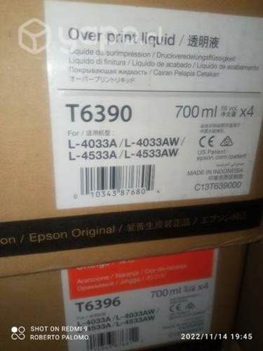 Tintas Epson t6390 y colores originales de 700ml