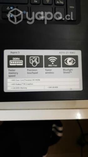 Notebook Acer A9-9420 1.80Ghz 4GB RAM SSD256BG